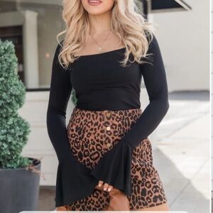 pink liky Better Luck Black Bell Sleeve Square Neck Knit Top